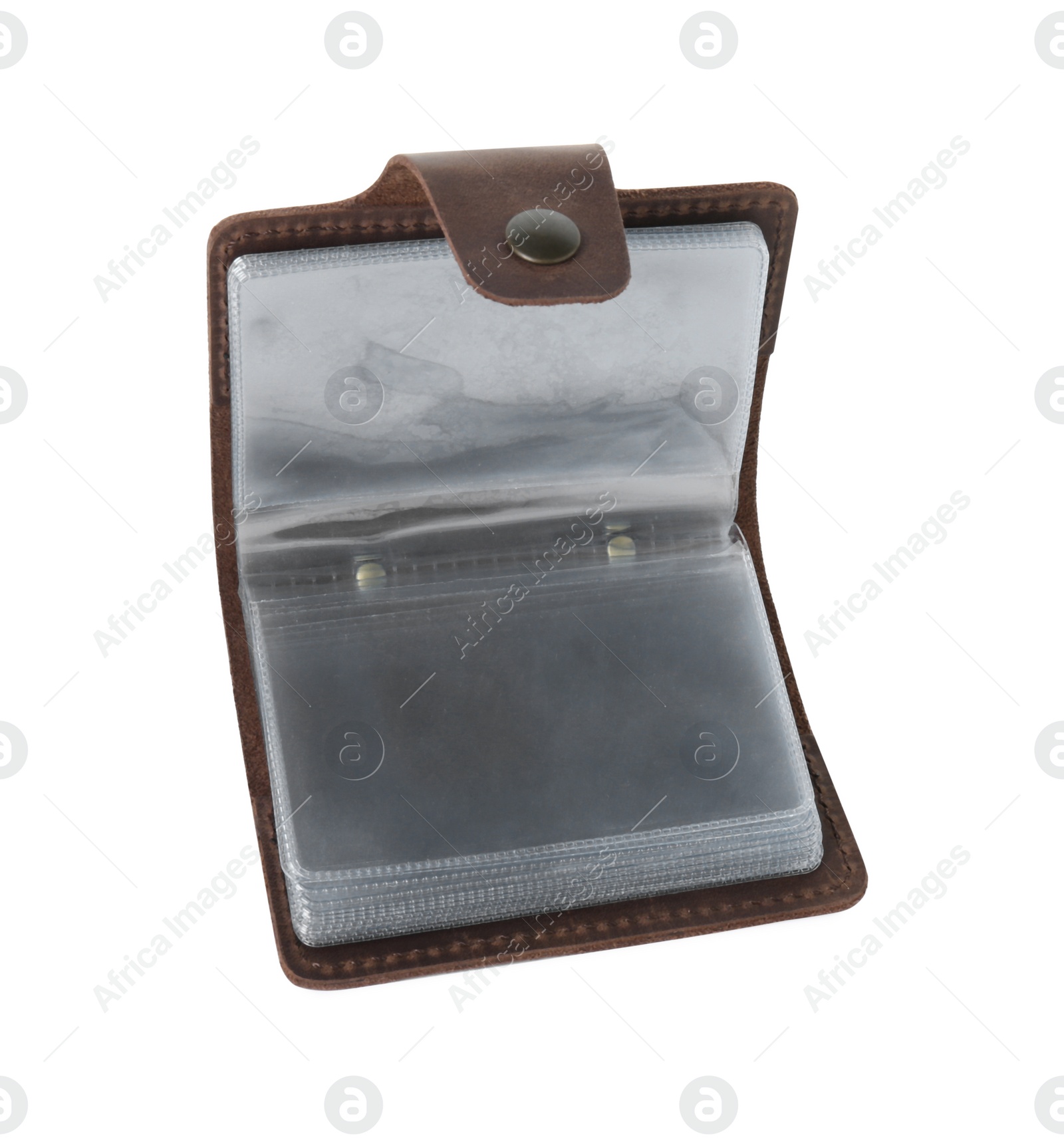 Photo of Leather business card holder isolated on white