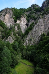 Image of Beautiful hills with green forest. Mountain landscape