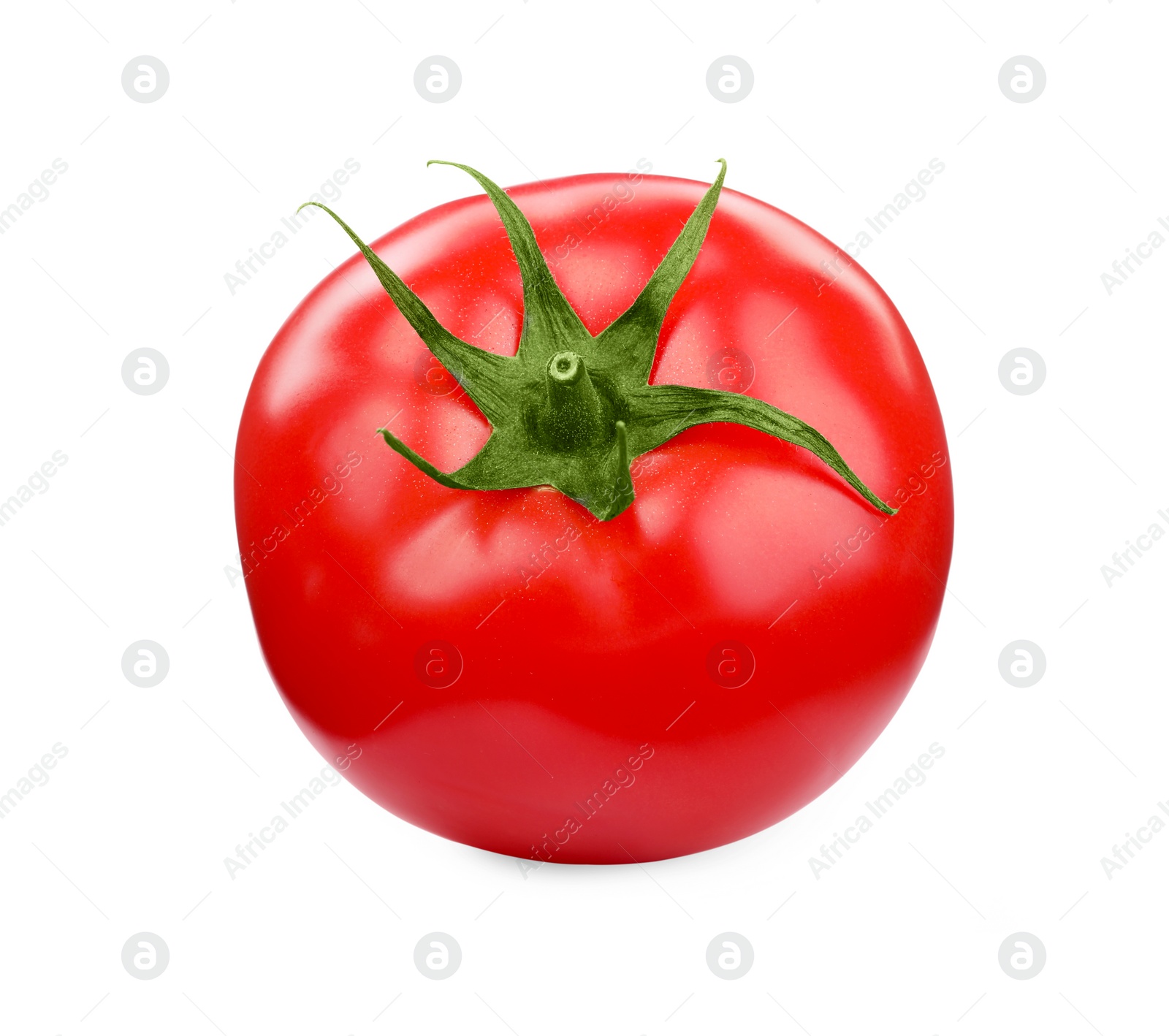 Photo of One red ripe tomato isolated on white