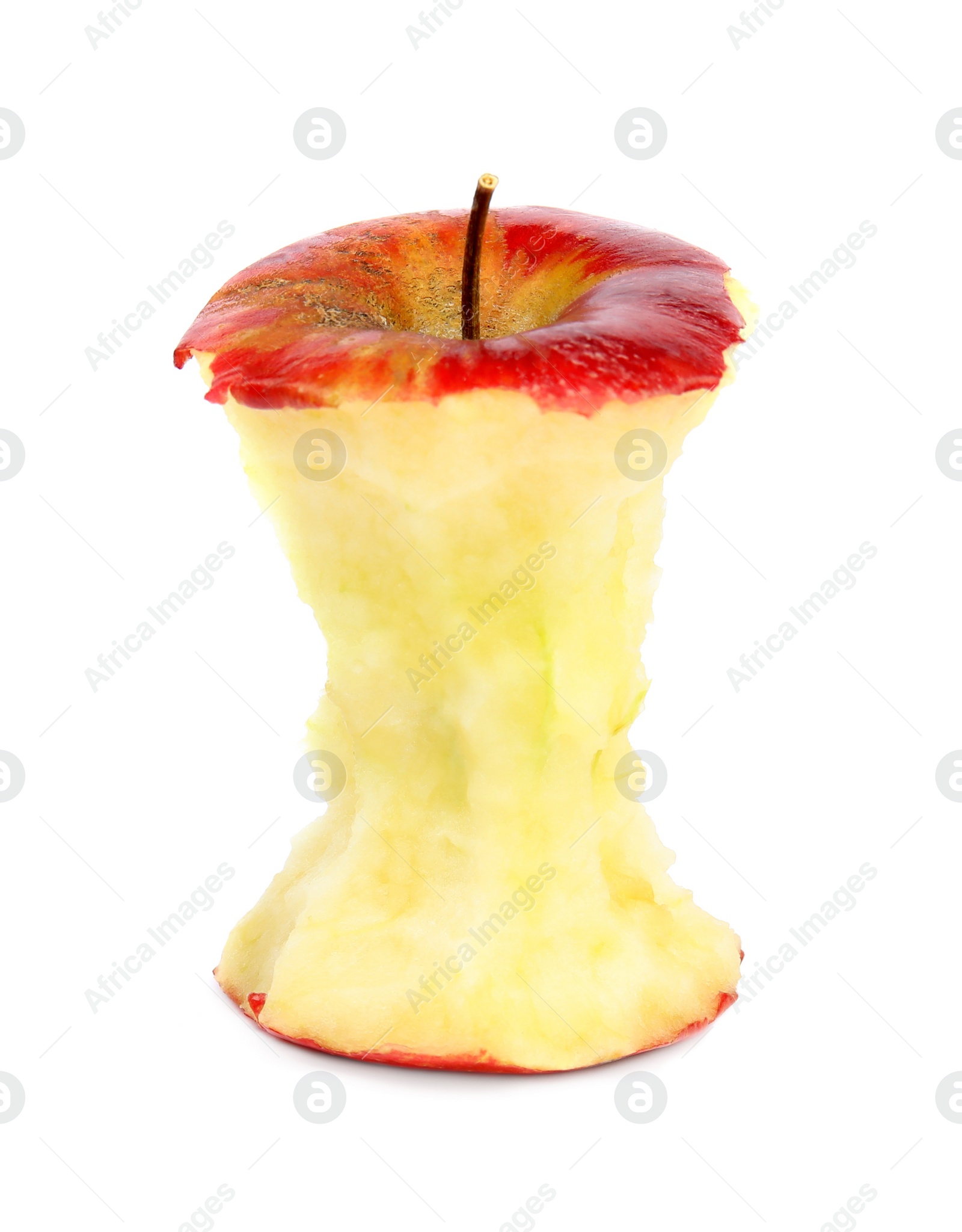 Photo of Ripe red apple core on white background