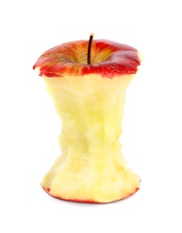 Photo of Ripe red apple core on white background