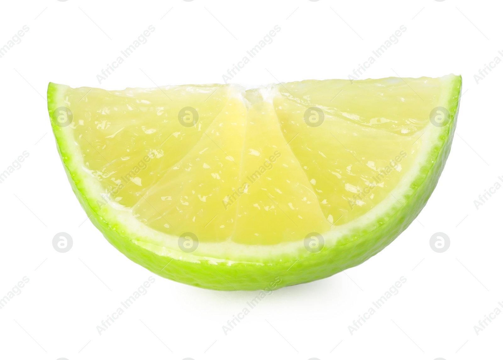 Photo of Slice of fresh green ripe lime isolated on white