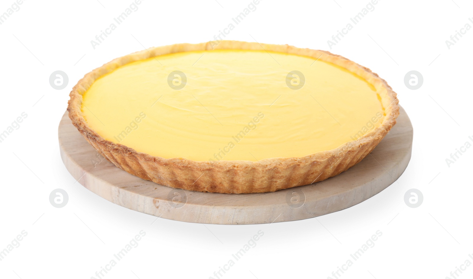 Photo of Delicious homemade lemon pie isolated on white