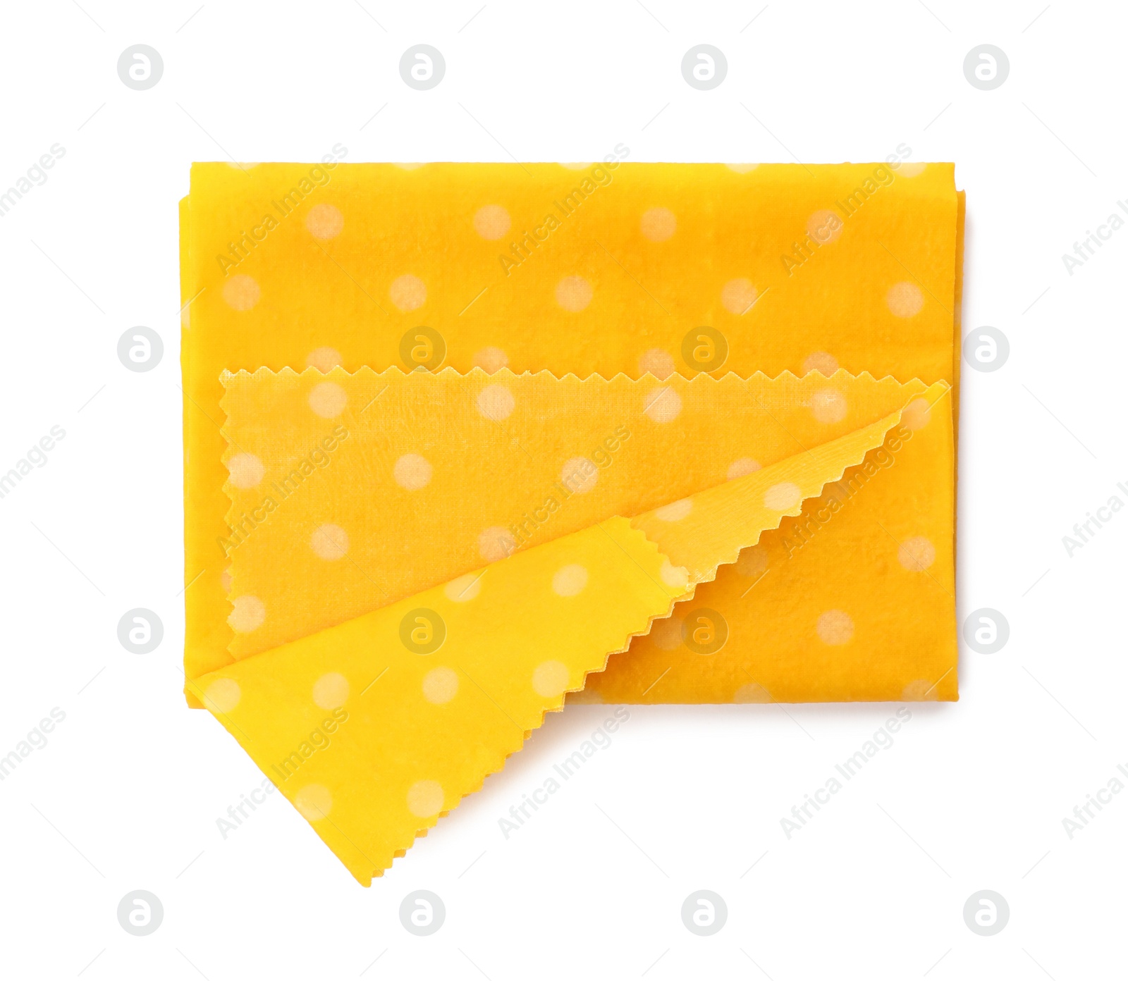 Photo of Beeswax food wrap on white background, top view