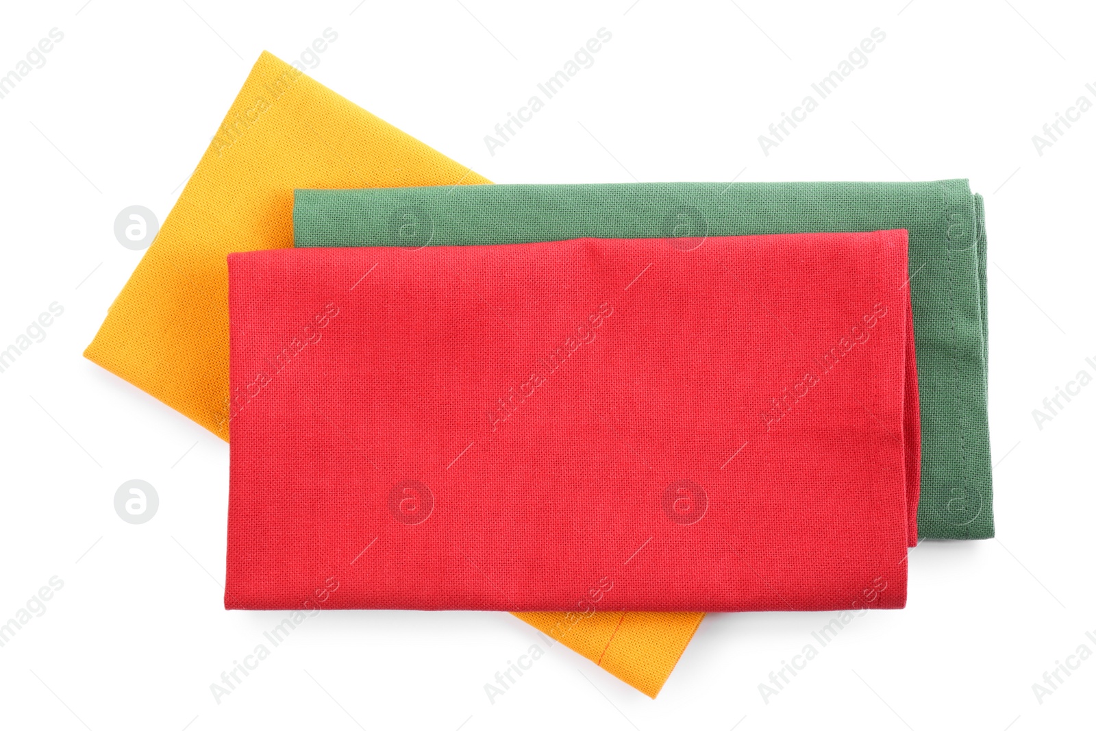 Photo of Fabric napkins for table setting isolated on white, top view