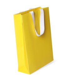 One yellow shopping bag isolated on white