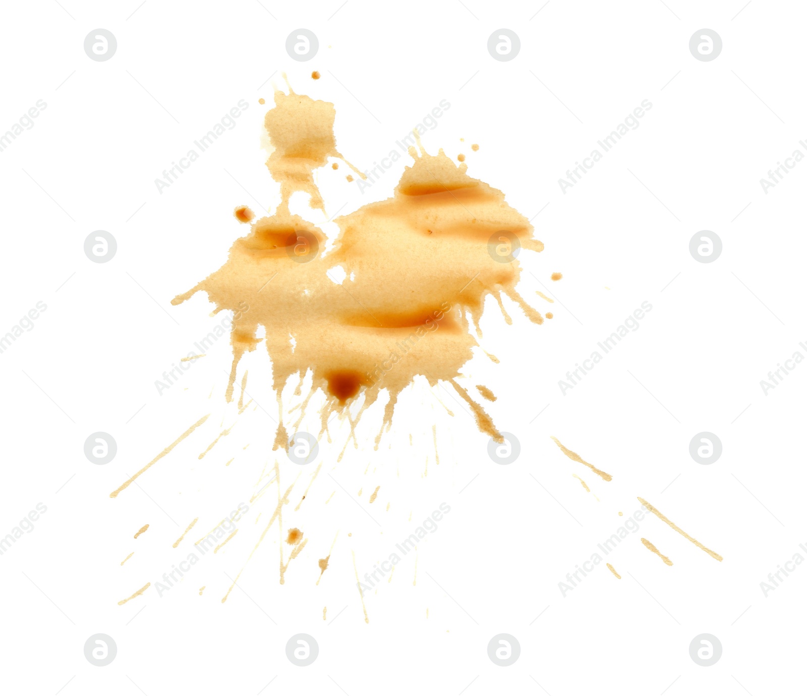 Photo of Dried coffee stain isolated on white, top view