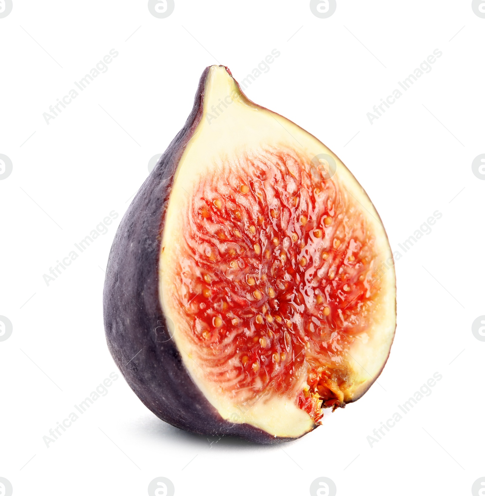 Photo of Half of fresh fig fruit on white background