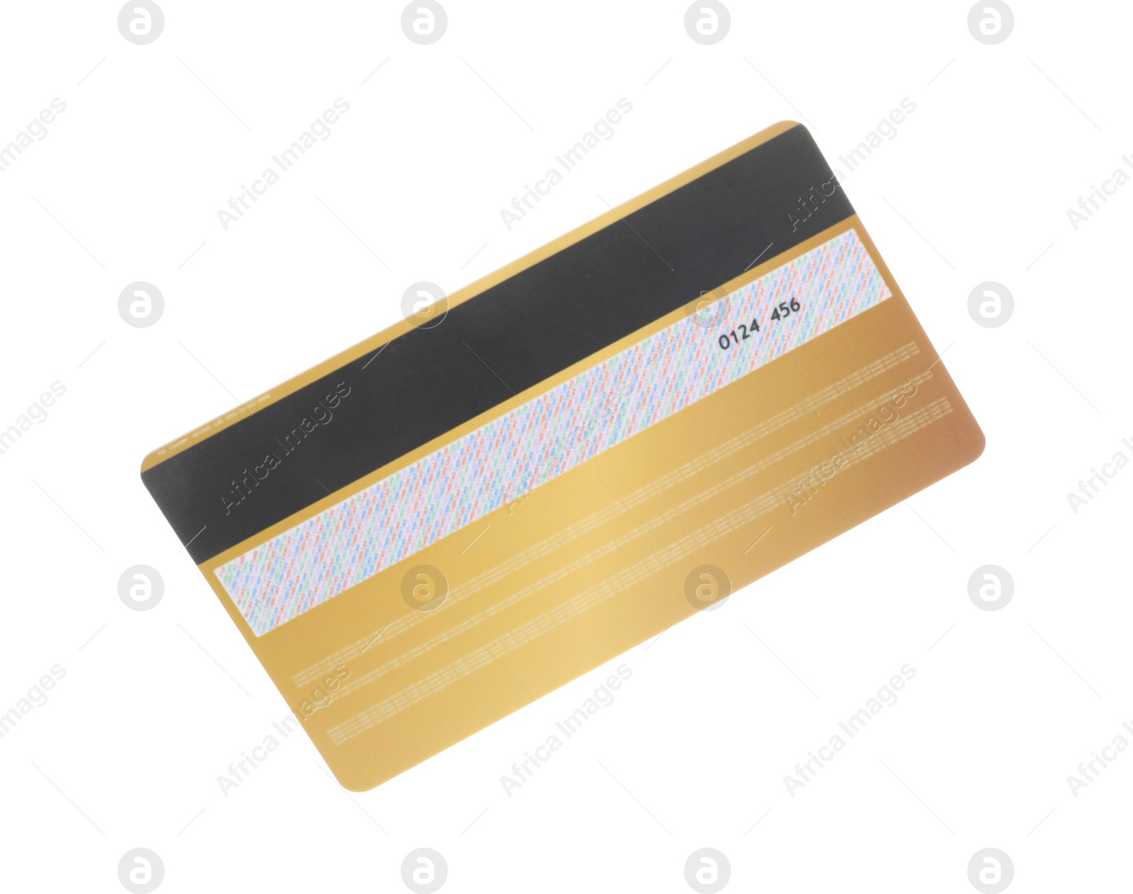 Photo of Golden plastic credit card isolated on white