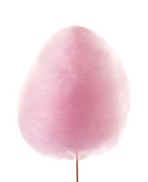 Photo of One sweet pink cotton candy isolated on white