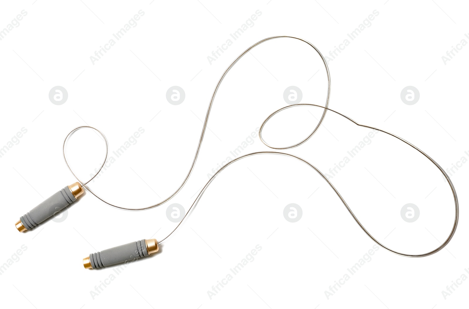 Photo of Jump rope on white background, top view