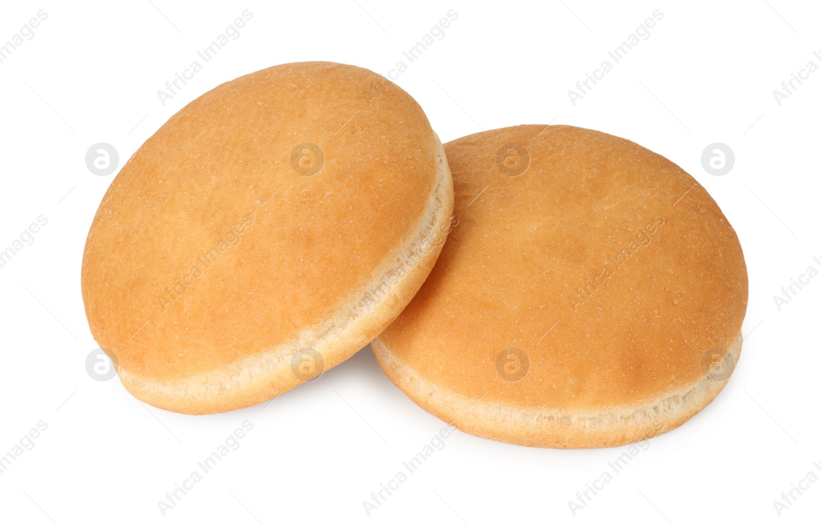 Photo of Two fresh burger buns isolated on white