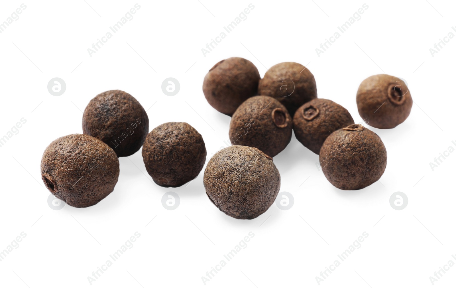 Photo of Dry allspice berries (Jamaica pepper) isolated on white