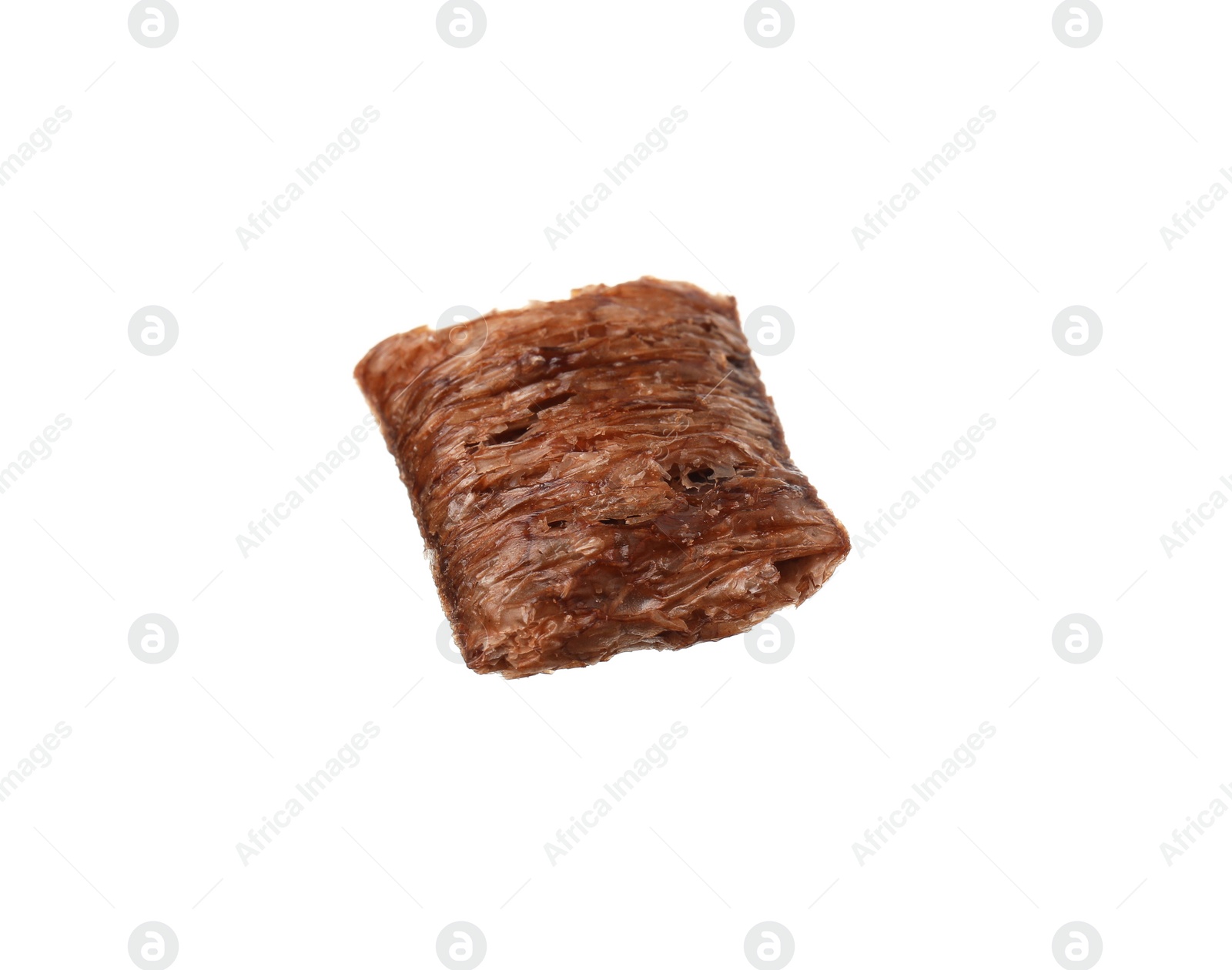 Photo of Tasty chocolate cereal pad isolated on white