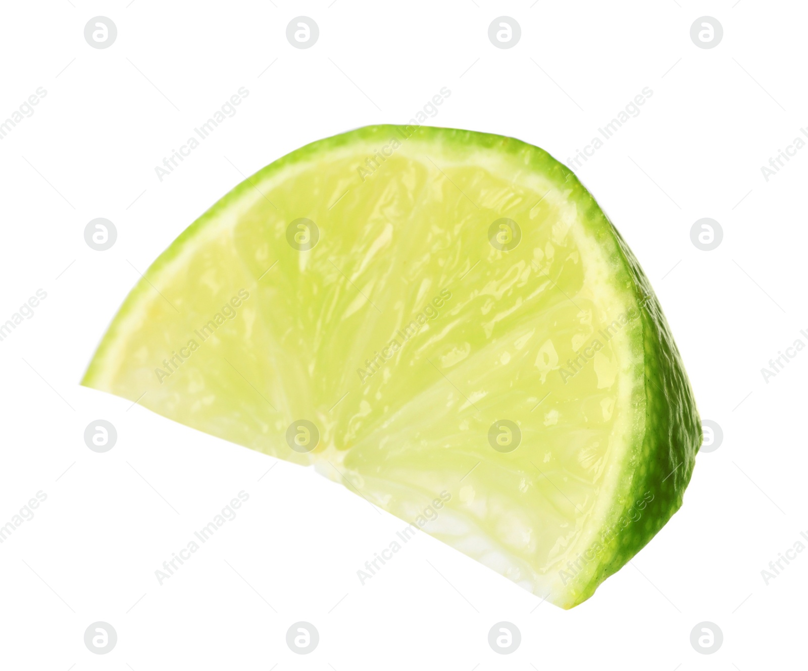 Photo of Cut fresh juicy lime on white background