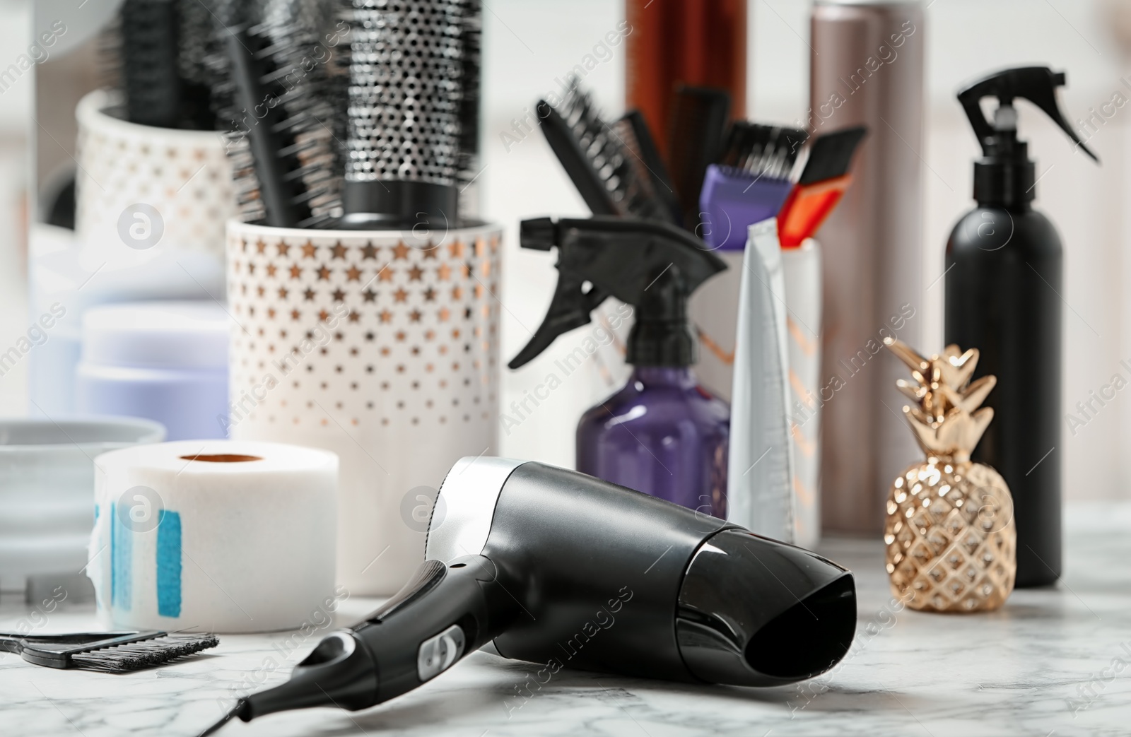 Photo of Professional hairdresser tools on table