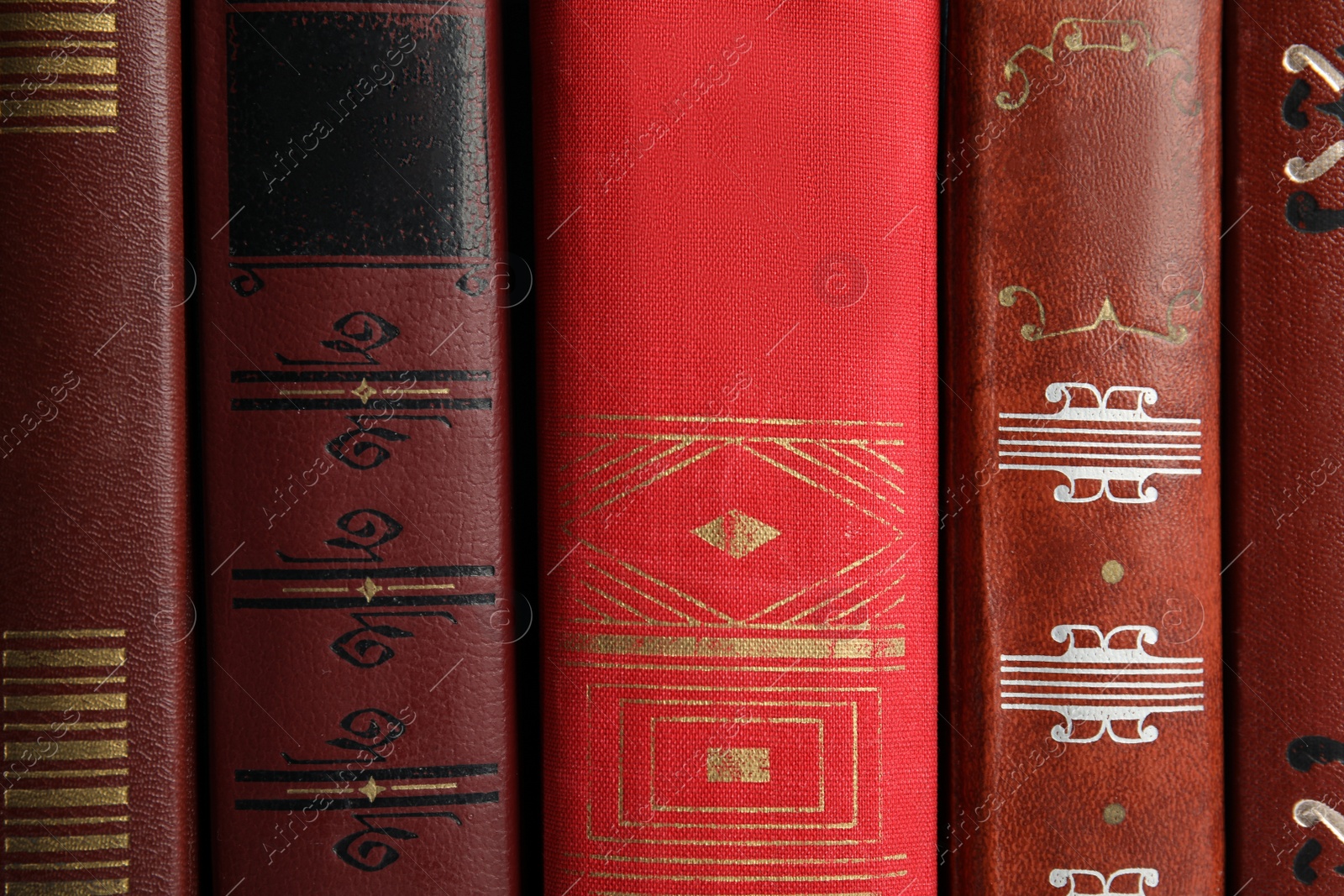 Photo of Collection of different old books as background