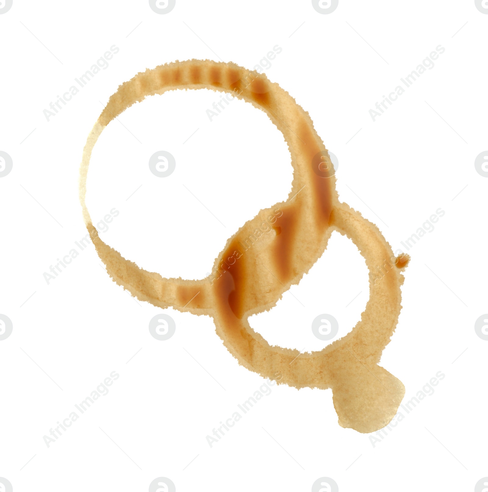 Photo of Coffee cup stains isolated on white, top view