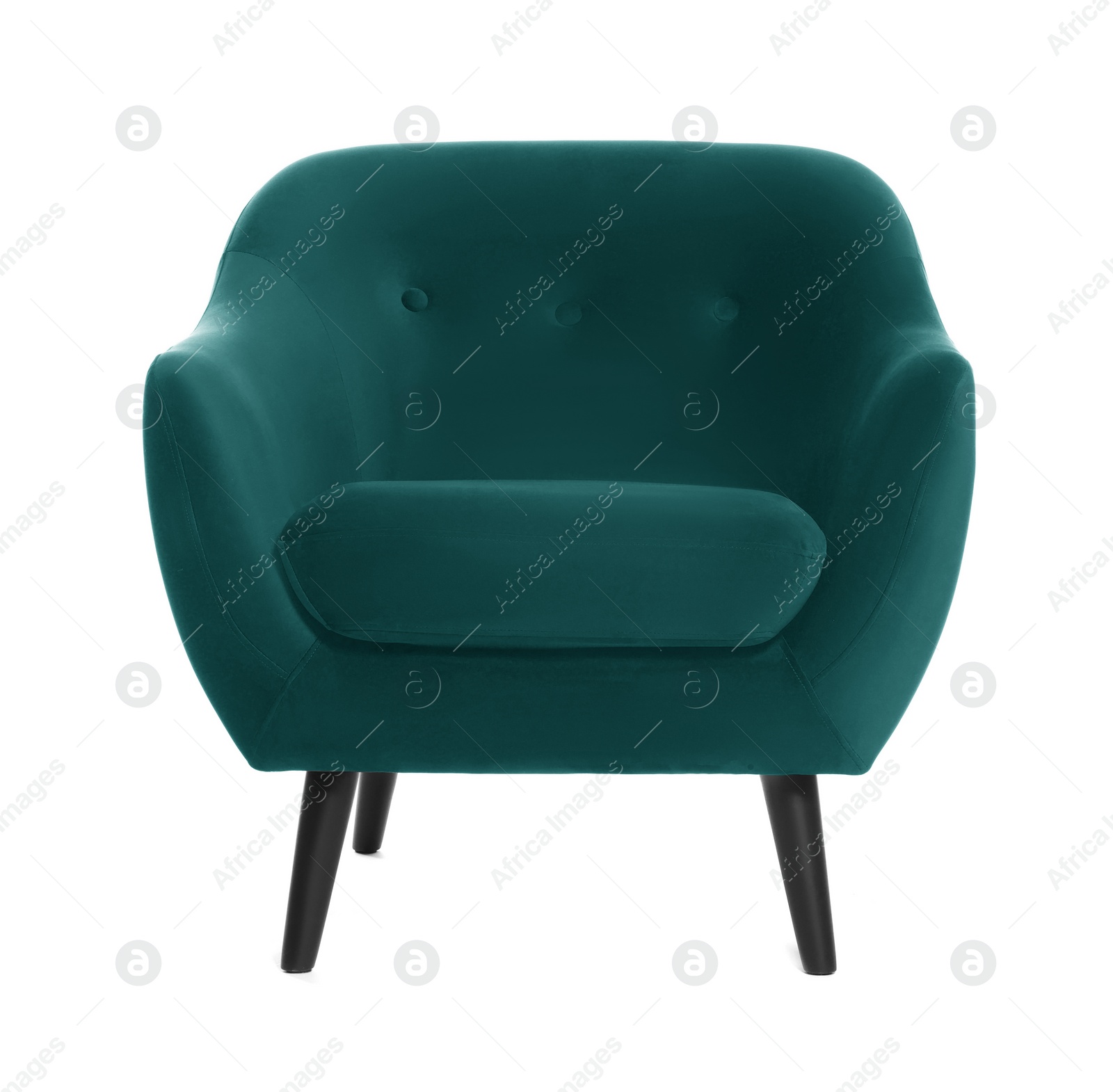 Image of One comfortable teal armchair isolated on white