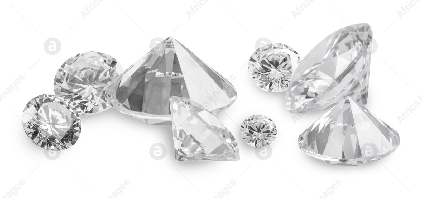 Image of Beautiful dazzling diamonds on white background, banner design