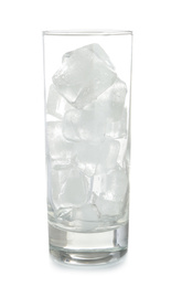 Photo of Ice cubes in glass isolated on white
