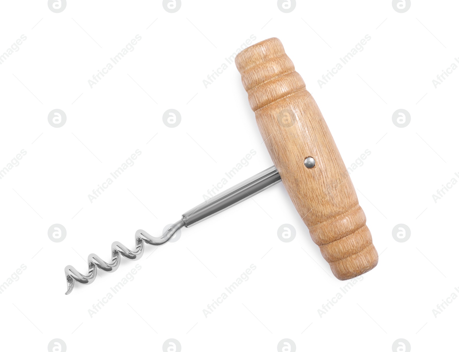 Photo of One corkscrew isolated on white, top view