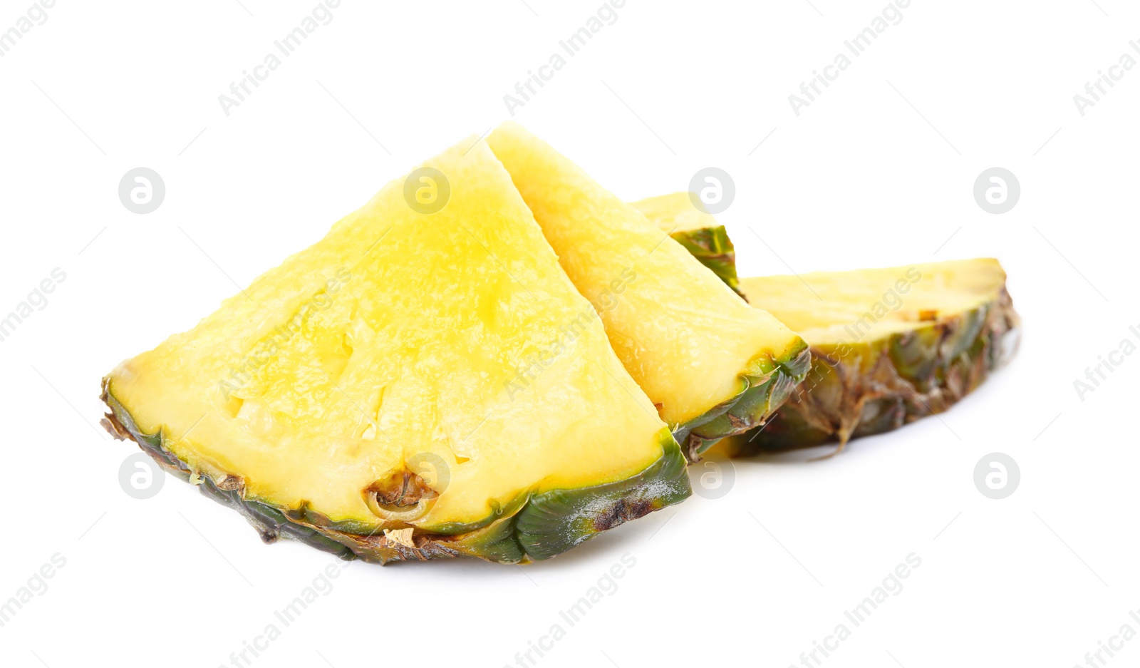 Photo of Slices of fresh pineapple isolated on white