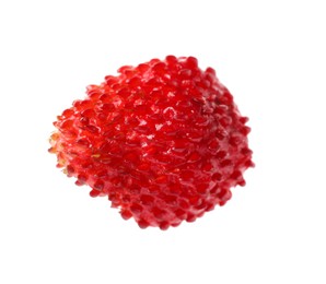 Photo of One ripe wild strawberry isolated on white