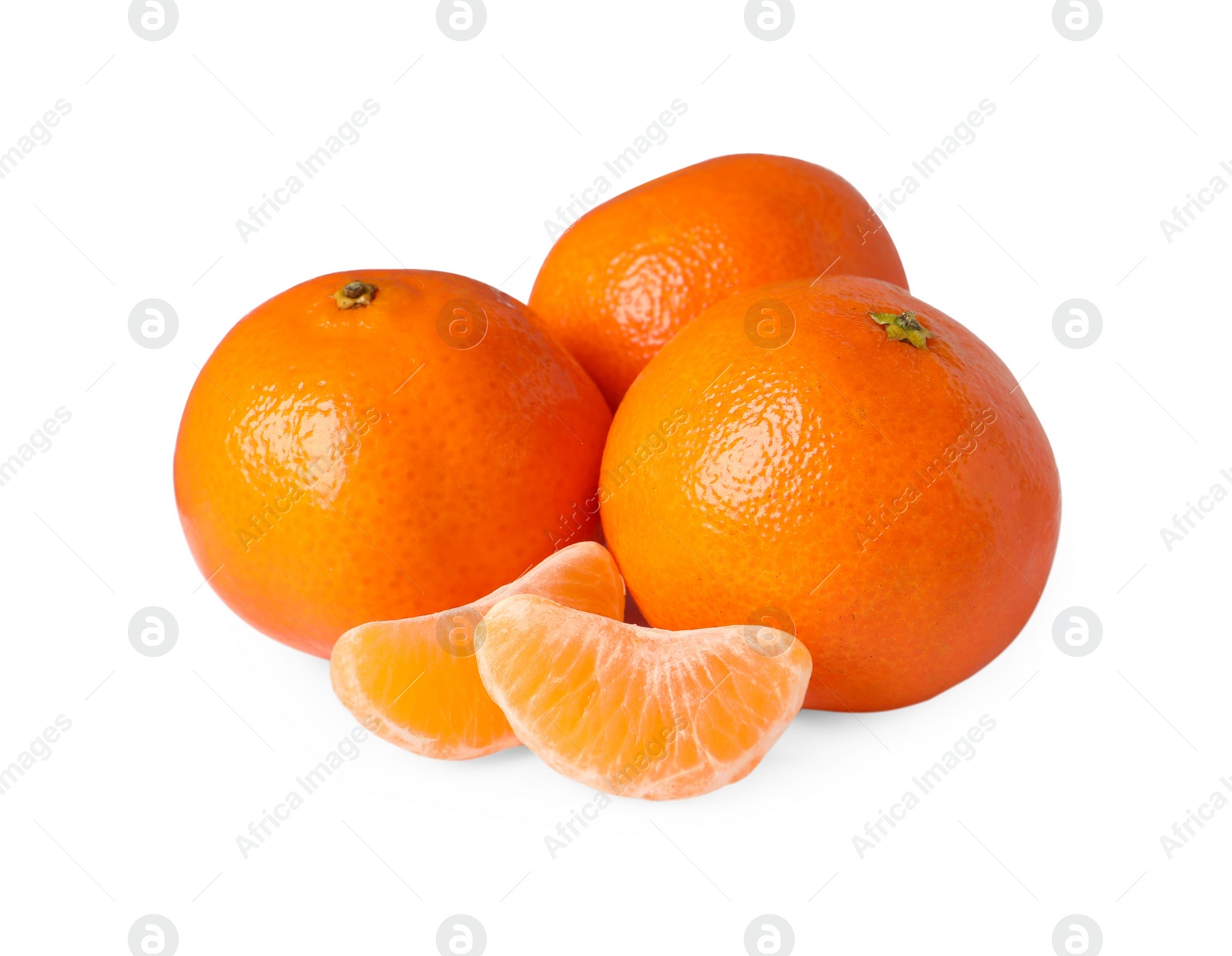 Photo of Fresh ripe juicy tangerines isolated on white