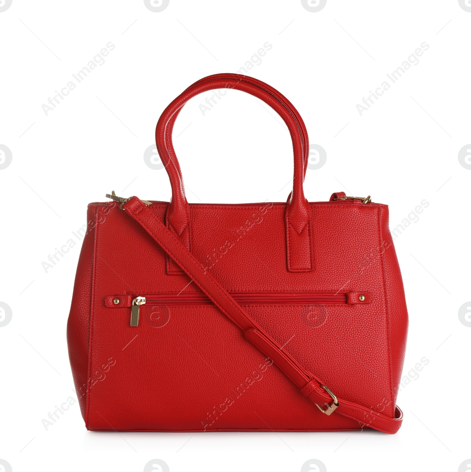 Photo of Red leather women's bag isolated on white