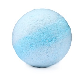 Photo of Light blue bath bomb isolated on white