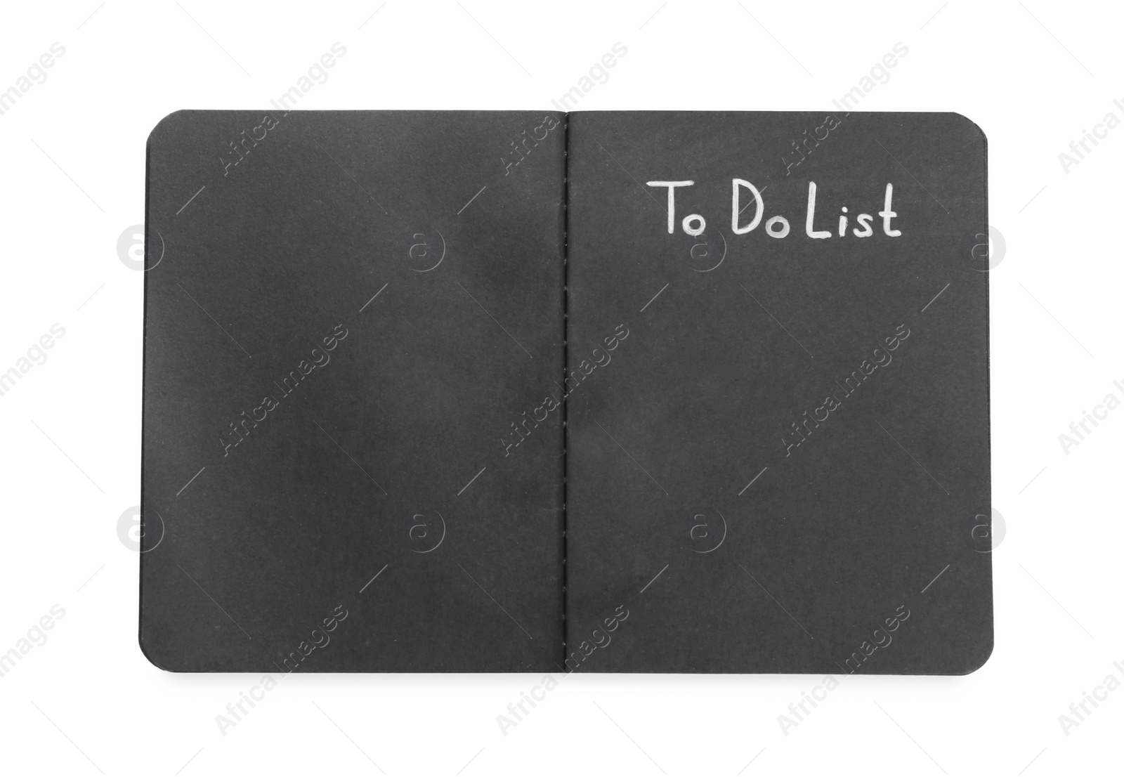 Photo of Black notepad with inscription To Do List on white background