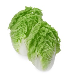 Fresh tasty Chinese cabbages on white background