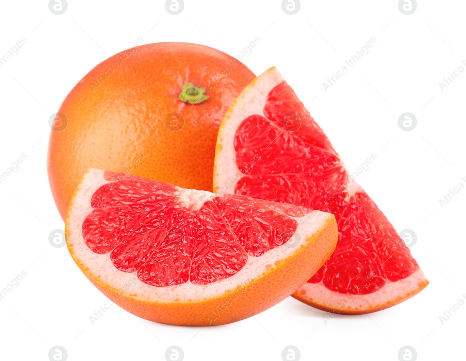 Photo of Fresh ripe grapefruits isolated on white. Citrus fruit