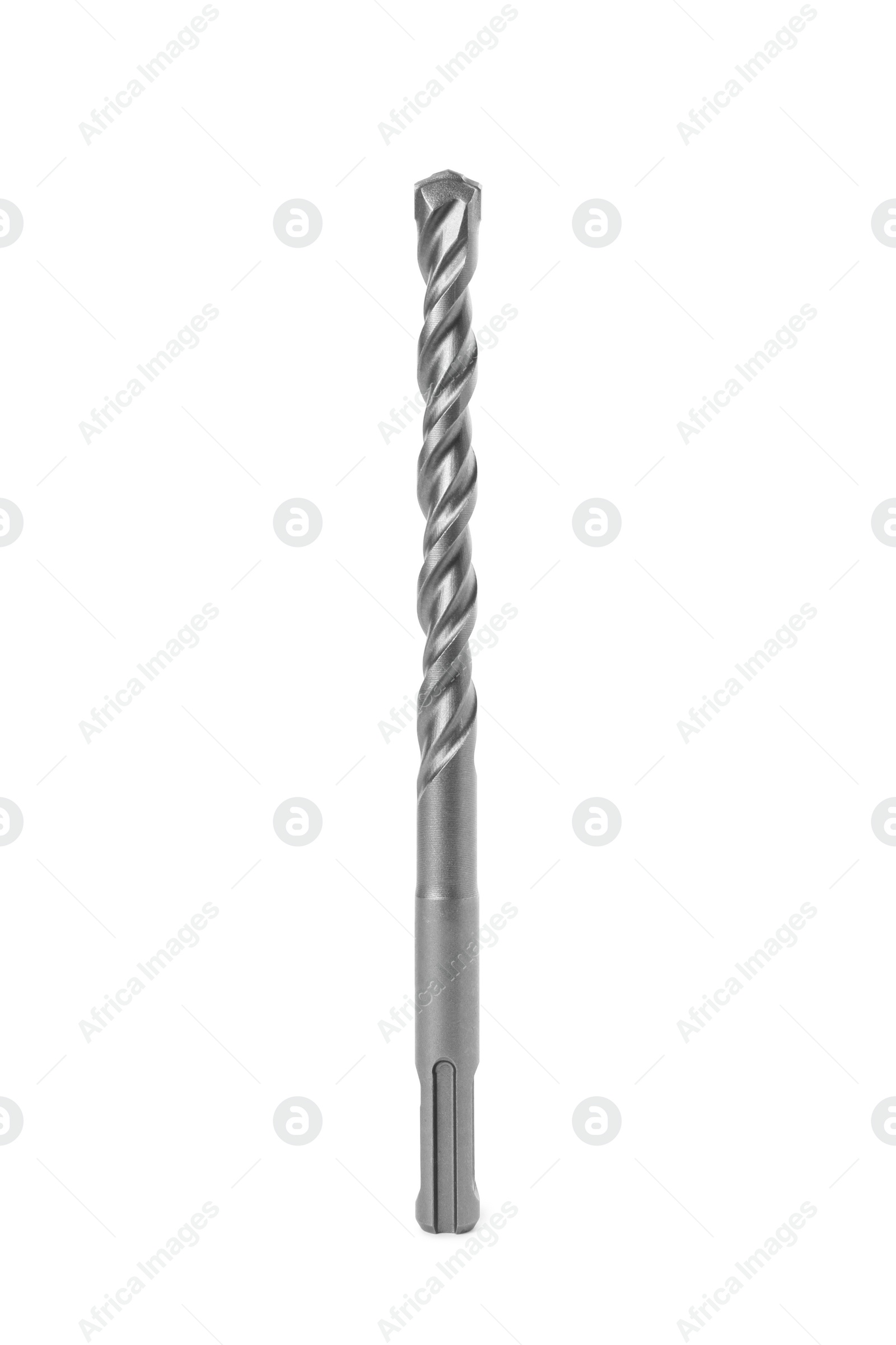 Photo of One twist drill bit isolated on white. Carpenter's tool