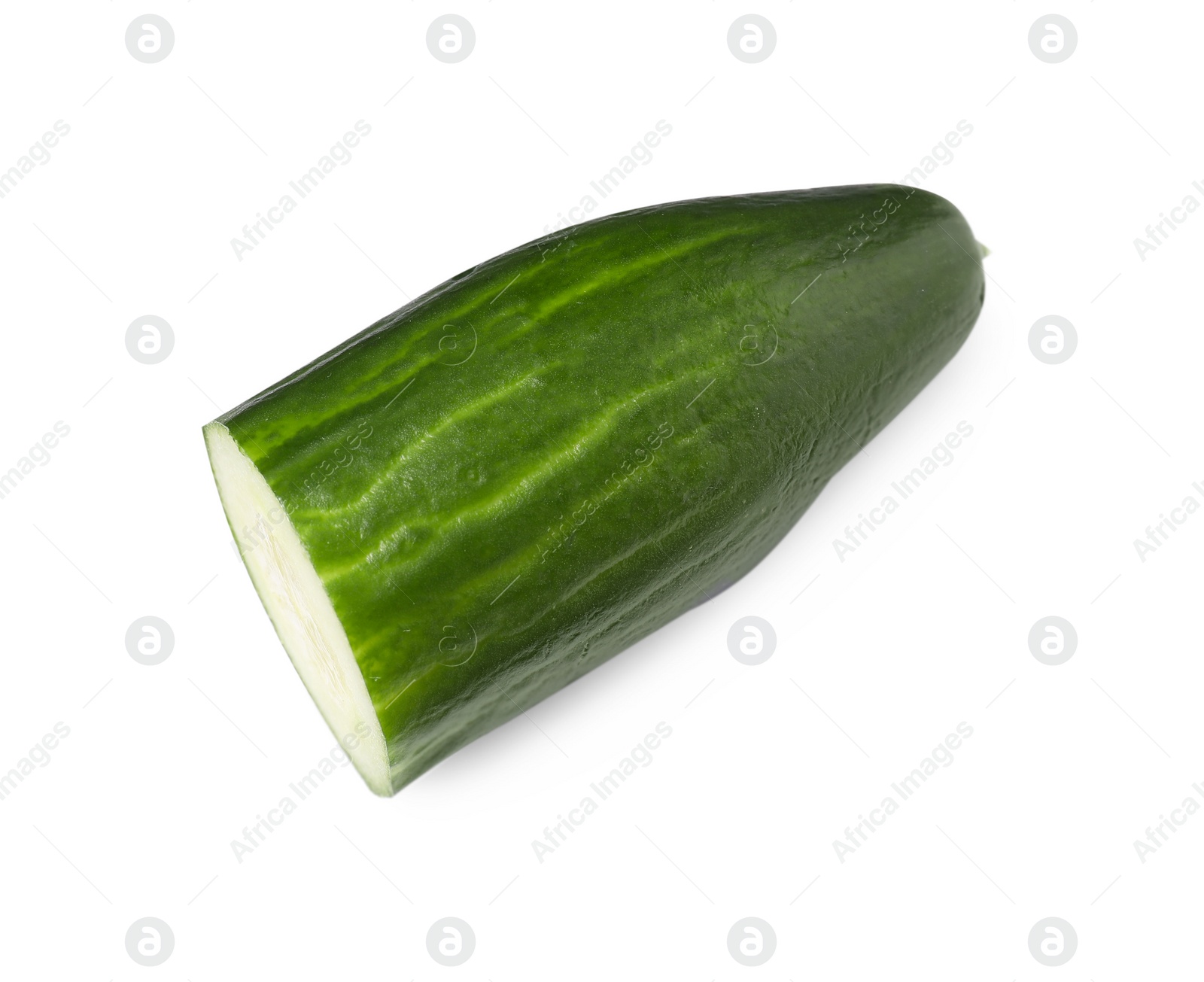 Photo of Piece of fresh cucumber isolated on white