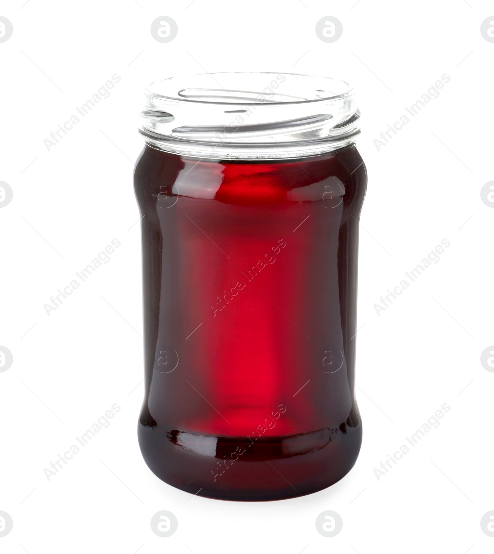 Photo of Jar with organic honey isolated on white