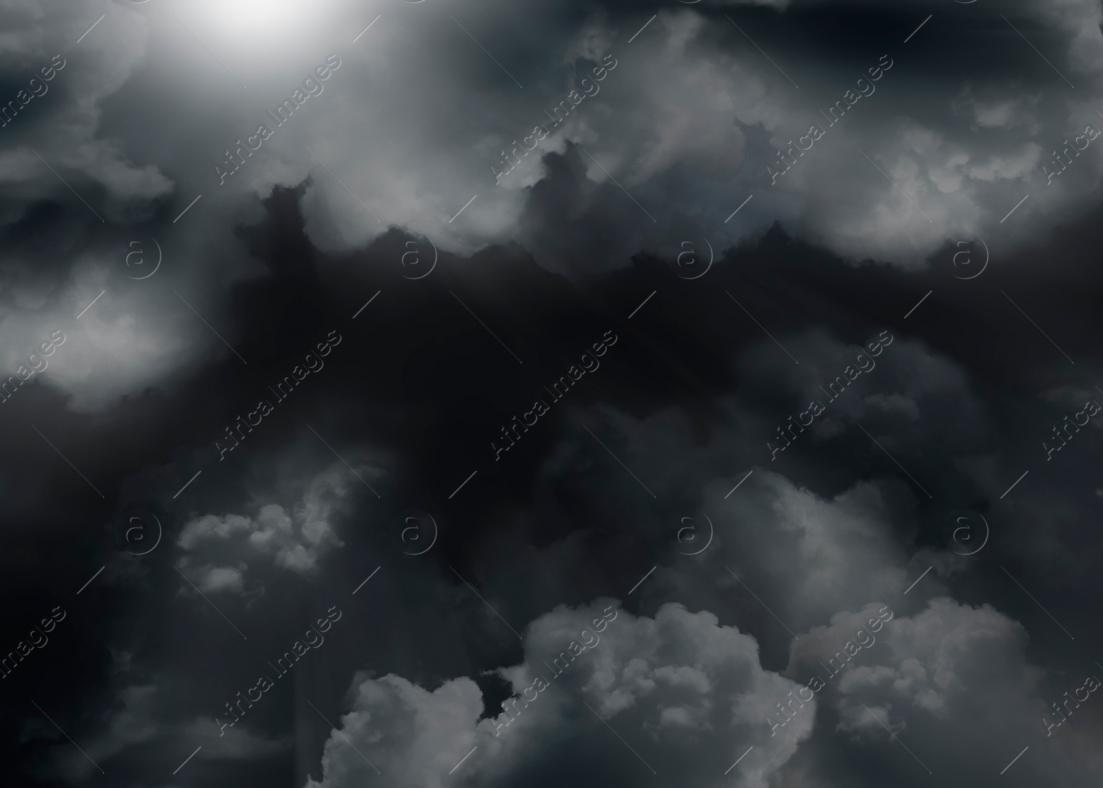 Image of Beautiful view of sky covered with grey thunderclouds