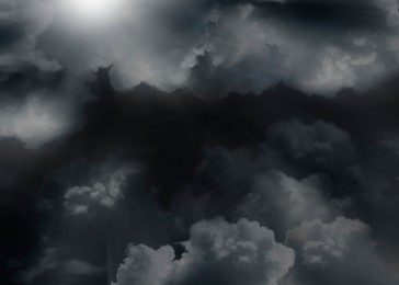 Beautiful view of sky covered with grey thunderclouds