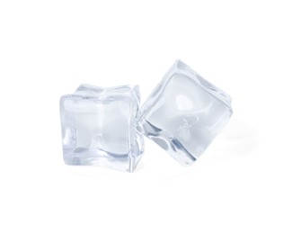 Photo of Crystal clear ice cubes isolated on white