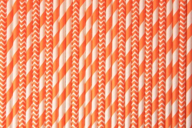 Many paper drinking straws as background, top view