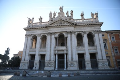 ROME, ITALY - FEBRUARY 2, 2024: Exterior of Saint John Lateran`s Basilica