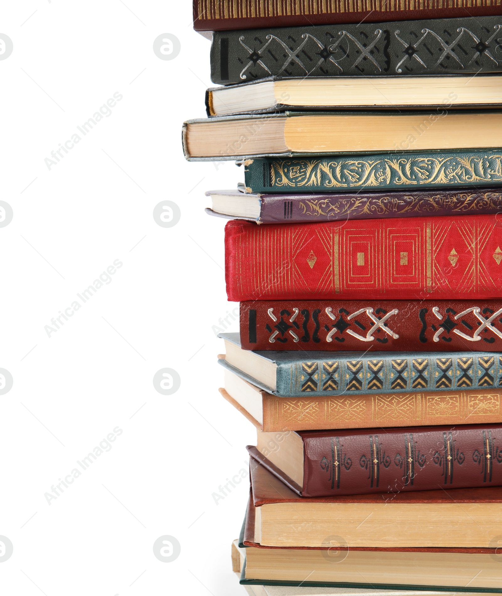 Photo of Collection of different books isolated on white