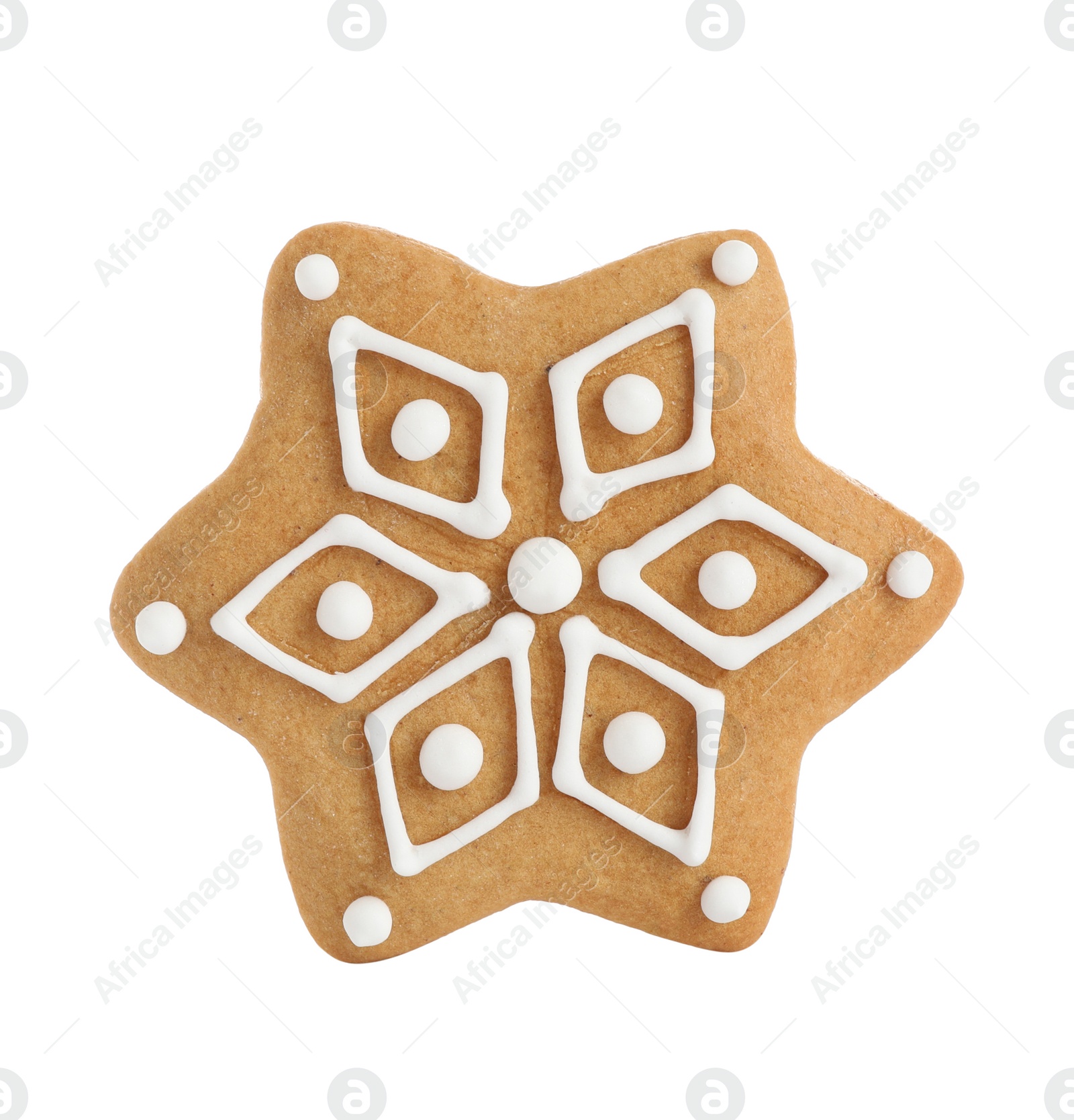 Photo of Tasty homemade Christmas cookie on white background