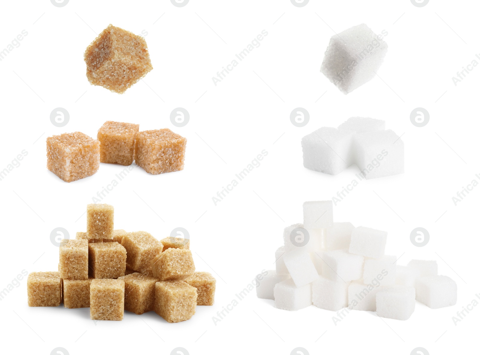 Image of Different types of sugar isolated on white