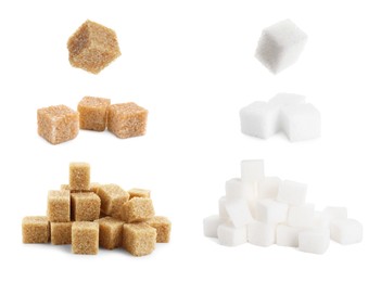 Image of Different types of sugar isolated on white