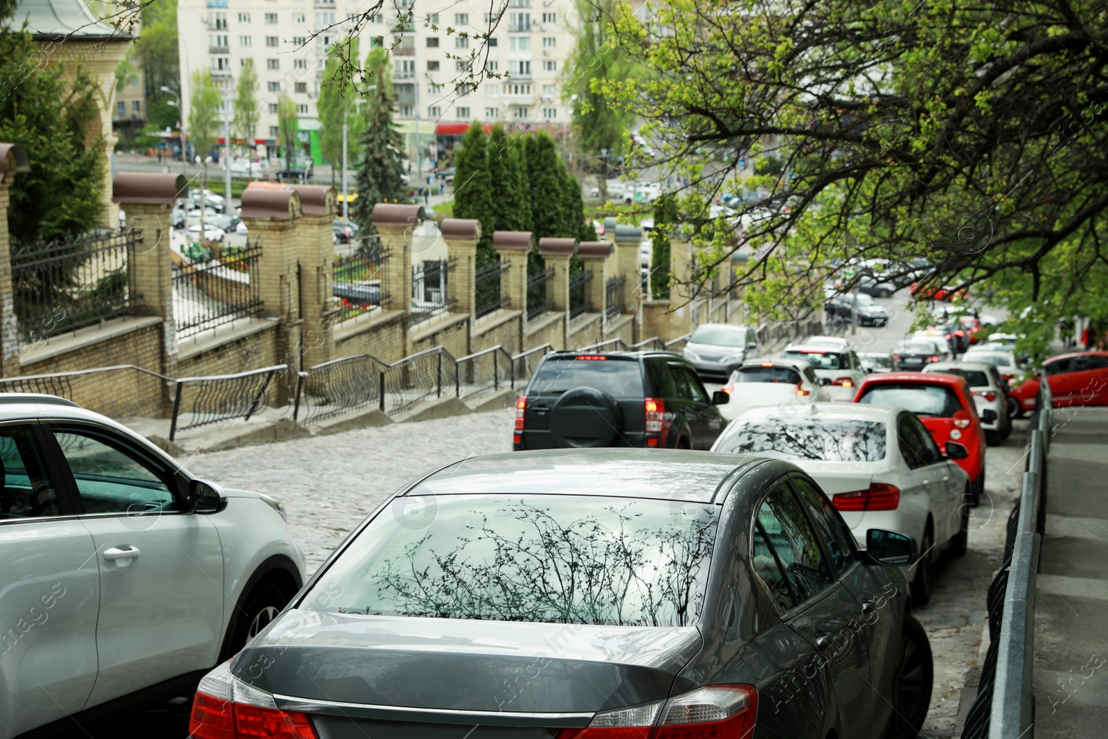 Photo of Cars in traffic jam on city street