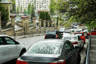 Photo of Cars in traffic jam on city street