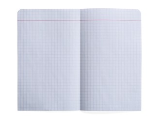 Photo of Folded checkered sheet of paper on white background, top view