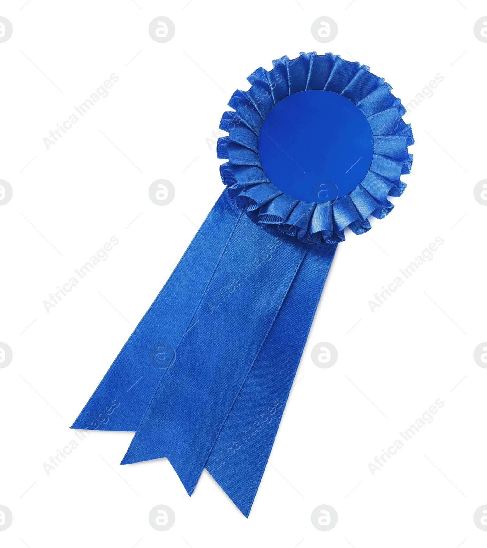 Photo of One blue award ribbon isolated on white